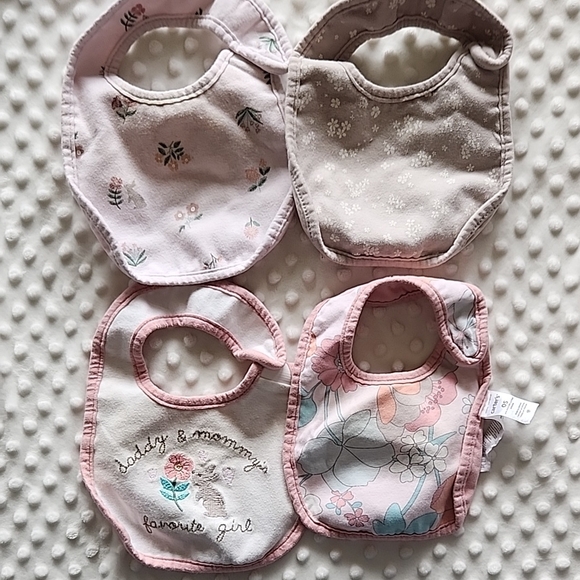 Carter's Pink and Gray Baby Bib Set - Picture 1 of 6
